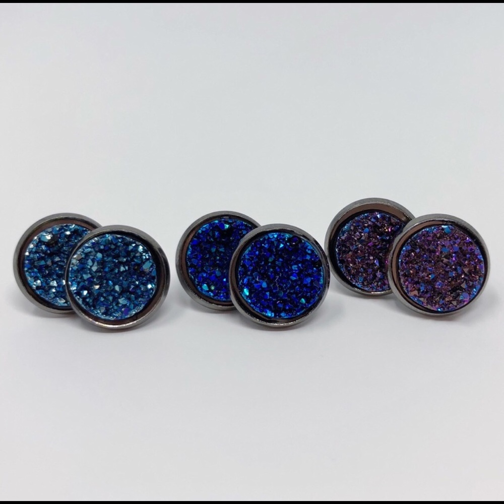 💗Metallic gunmetal druzy earrings by s.sanctuary